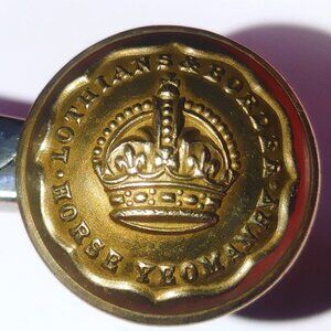 Lothians Border Horse Yeomanry Shank Button Brass British  Army Military Vintage